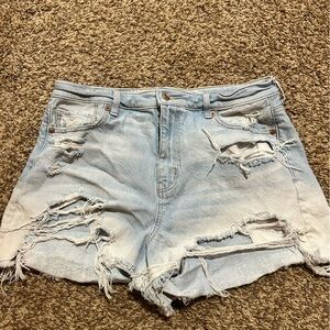 Distressed Light Blue Denim Shorts